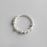925 Sterling Silver Geometric Beads Ring Fine Jewelry