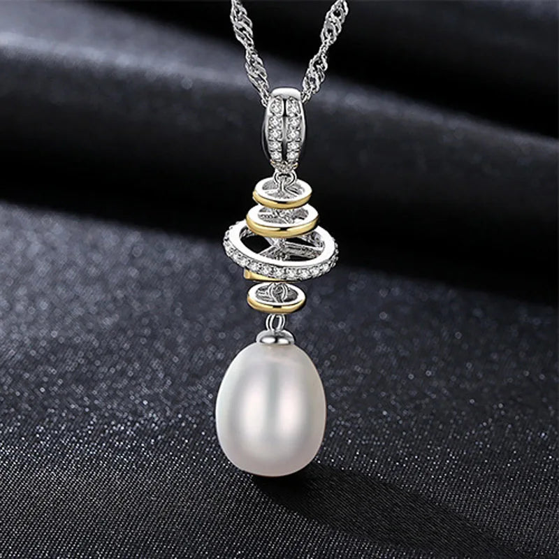 Natural Freshwater Pearl Pendant Necklace 925 Sterling Silver Jewelry