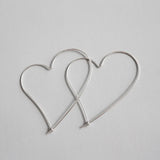 S925 Hollow Big Heart Ear Hoop Earrings