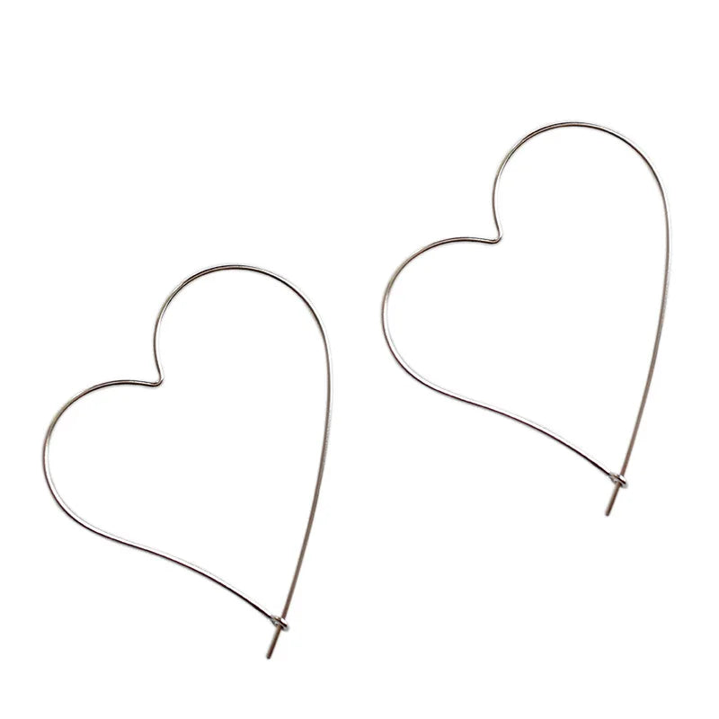 S925 Hollow Big Heart Ear Hoop Earrings