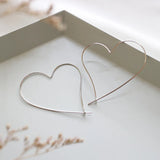 S925 Hollow Big Heart Ear Hoop Earrings