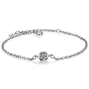 Real Silver Women's Round CZ Bracelet - Christmas Gift