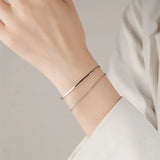 Sterling Silver Double Row Cross Popcorn Chain Bracelet