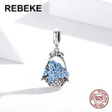Sterling Silver 925 Flower Basket Charm Pendant for Bracelet Making