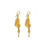 14K Drop Earrings Plum Leaves Tassel Earrings Women Fine Jewelry