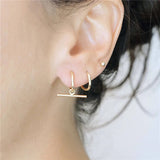 14K Filled T Hoops Earrings 15MM Fine Jewelry Vintage Boho Women Earrings