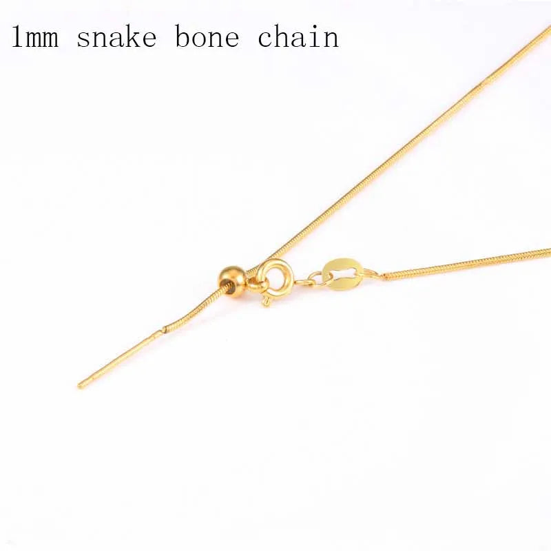 14k Yellow Necklace Water Wave Chain Snake Bone DIY Pendant Necklace
