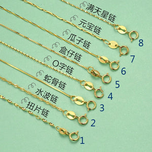 14k Yellow Rose Silver Necklace Water Wave Chain for Women