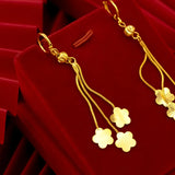 18K Plum Blossom Drop Earrings for Women