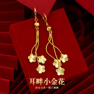 18K Plum Blossom Drop Earrings for Women