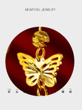 18K AU750 Drop Earrings Plum Butterfly Tassel Earrings Fine Jewelry