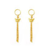 18K AU750 Drop Earrings Plum Butterfly Tassel Earrings Fine Jewelry