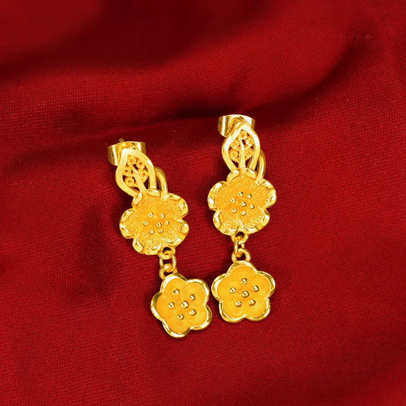 Plum Blossom Earrings for Women - Flower Tassel Drop Earrings - Fine Jewelry