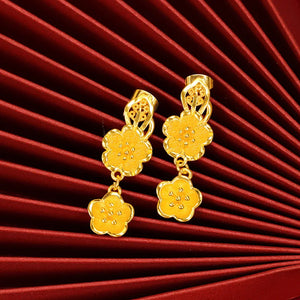 Plum Blossom Earrings for Women - Flower Tassel Drop Earrings - Fine Jewelry