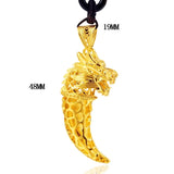 18K Yellow Wolf's Tooth Pendant Necklace Dragon Pendant Chain Jewelry