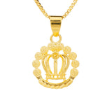 18k Pure Gold Crown Pendant for Women, Thick Filled Necklace Pendants