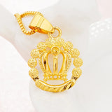 18k Pure Gold Crown Pendant for Women, Thick Filled Necklace Pendants