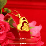 18k Pure Love Heat Pendant for Women Lover Filled Thick Necklace Pendants