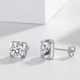1ct Diamond Stud Earrings in 925 Sterling Silver, Female Jewelry Gift