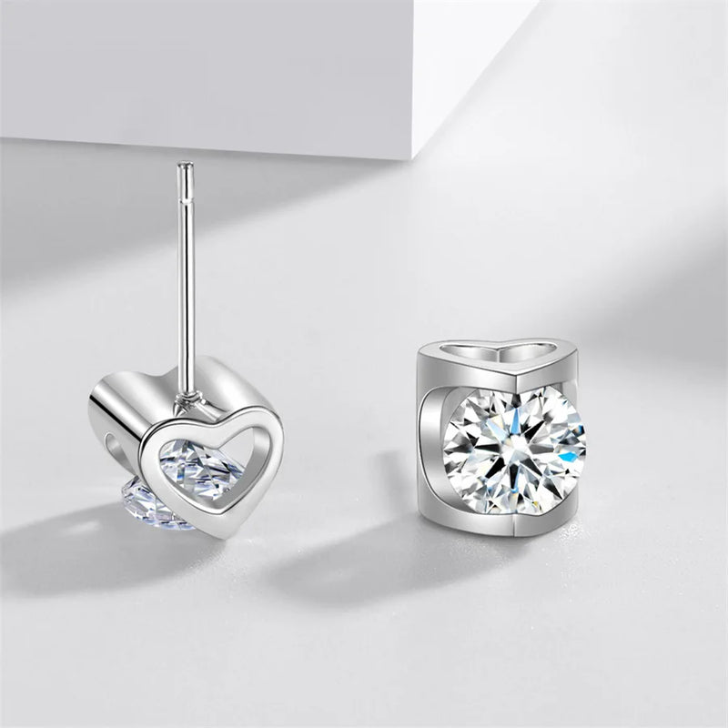 1ct Diamond Stud Earrings in 925 Sterling Silver, Female Jewelry Gift
