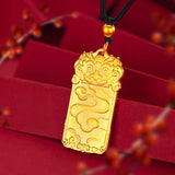 24K Auspicious Cloud Unicorn Pendant Pure 999 Plated Solid Wedding Jewelry Gift