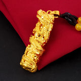 24K Yellow Plated Dragon Column Pendant Necklaces for Men Women