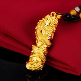 24K Yellow Plated Dragon Column Pendant Necklaces for Men Women