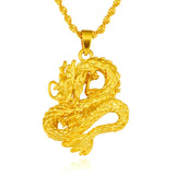 24K Yellow Plated Dragon Pendant Necklace for Men - Not Fade