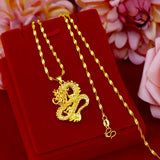24K Yellow Plated Dragon Pendant Necklace for Men Father Brother