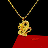24K Yellow Plated Dragon Pendant Necklace for Men Father Brother