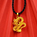 24K Yellow Plated Dragon Pendant Necklaces for Men