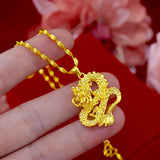 24K Yellow Plated Dragon Pendant Necklaces for Men