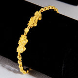 Double Pixiu Buddha Beads Bracelet for Women, 24k Jewelry Hand Chain Bracelets