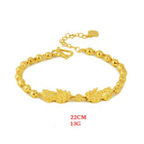 Double Pixiu Buddha Beads Bracelet for Women, 24k Jewelry Hand Chain Bracelets