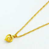 24k Necklace Zircon Heart Pendant Water Ripple Chain Electroplating Jewelry