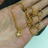 24k Necklace Zircon Heart Pendant Water Ripple Chain Electroplating Jewelry