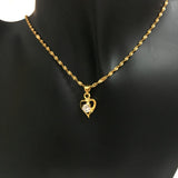 24k Necklace Zircon Heart Pendant Water Ripple Chain Electroplating Jewelry