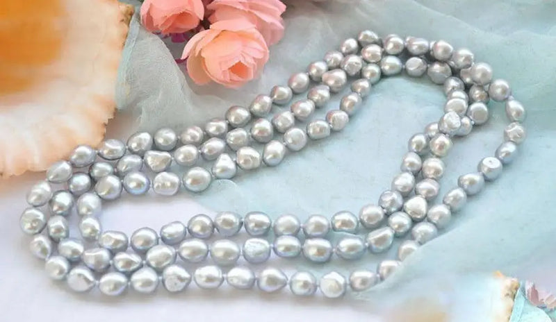 Gray Freshwater Baroque Pearl Necklace 48''