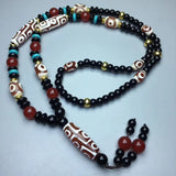 9 Eye Tibetan Dzi Bead Pendant Three Eyes Beaded Tassel Necklaces