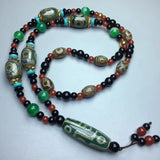 9 Eye Tibetan Dzi Bead Pendant Three Eyes Beaded Tassel Necklaces