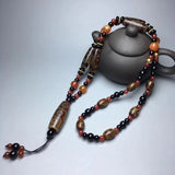 9 Eye Tibetan Dzi Bead Pendant Three Eyes Beaded Tassel Necklaces