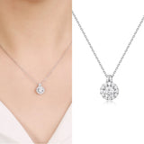 925 Silver Zircon Pendant Necklace for Women Romantic Wedding Party Jewelry