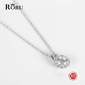 925 Silver Zircon Pendant Necklace for Women Romantic Wedding Party Jewelry