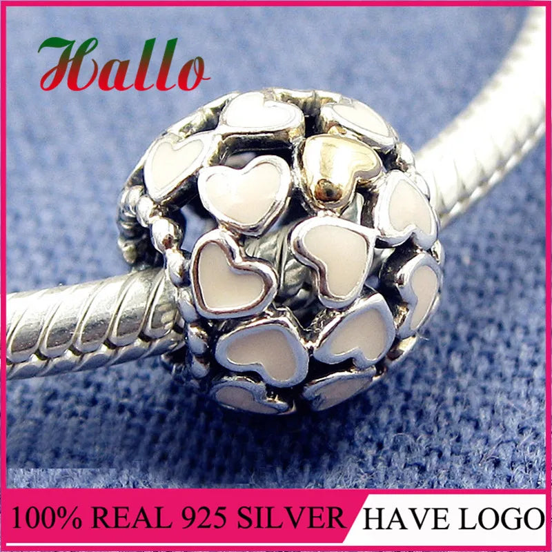 925 Silver Love Charm Beads, Pink Enamel Bracelet Fit Charms Fine Jewelry