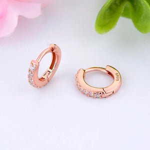 925 Silver Rose CZ Hoop Earrings for Women