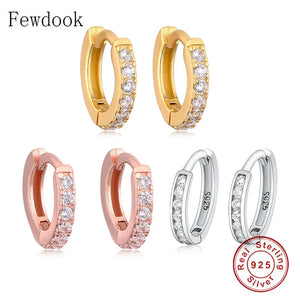 925 Silver Rose CZ Hoop Earrings for Women
