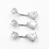 925 Silver Water Drop Belly Button Ring 6 8 10MM