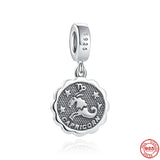 925 Silver 12 Constellation DIY Beads Bracelet Charms Jewelry