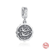 925 Silver 12 Constellation DIY Beads Bracelet Charms Jewelry