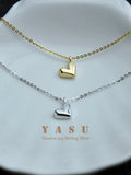 925 Silver 14K Plated Necklace Geometric Heart Pendant Jewelry